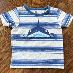 Tea Collection Blue and White Striped Shark Tee